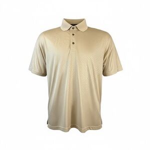 PGA Tour Men's Beige Diamond Jacquard Golf Polo Sport Shirt Size XLarge